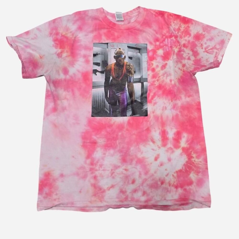 Russell Athletic Dennis Rodman Men's Medium red tie-dye graphic t-shirt